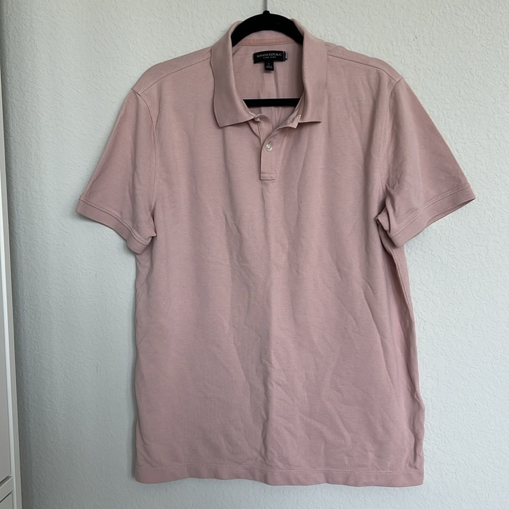 Banana Republic Core Temp Light Pink Polo Shirt